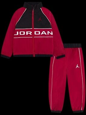 Jordan Kids Red & Black Track Jacket and Pants Set Size 18 Month
